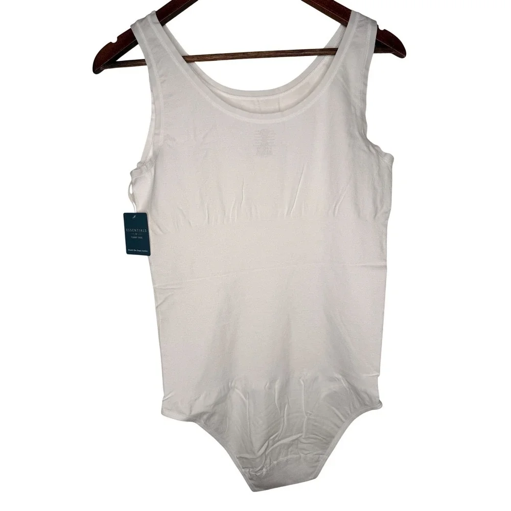Essentials by Tummy Tank‎ white cotton full back Body suit TT5-032 Sz 1X/2X